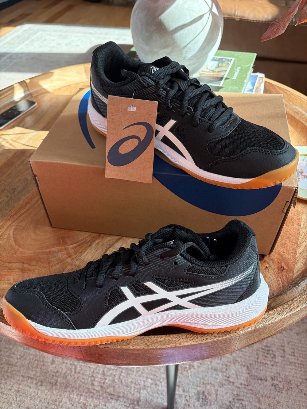 Asics Black White Athletic Shoes with rubber gummy Outsole